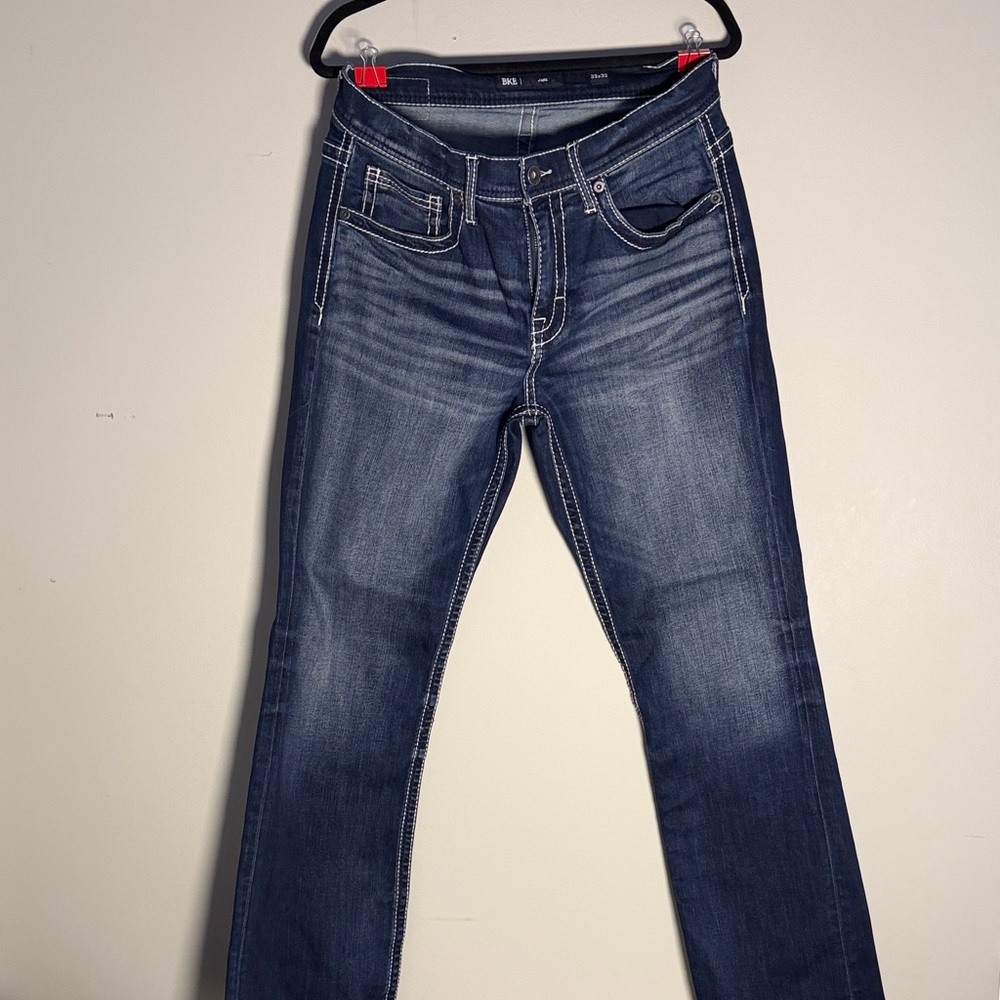 BKE Men's Deep Blue Straight Leg Jeans